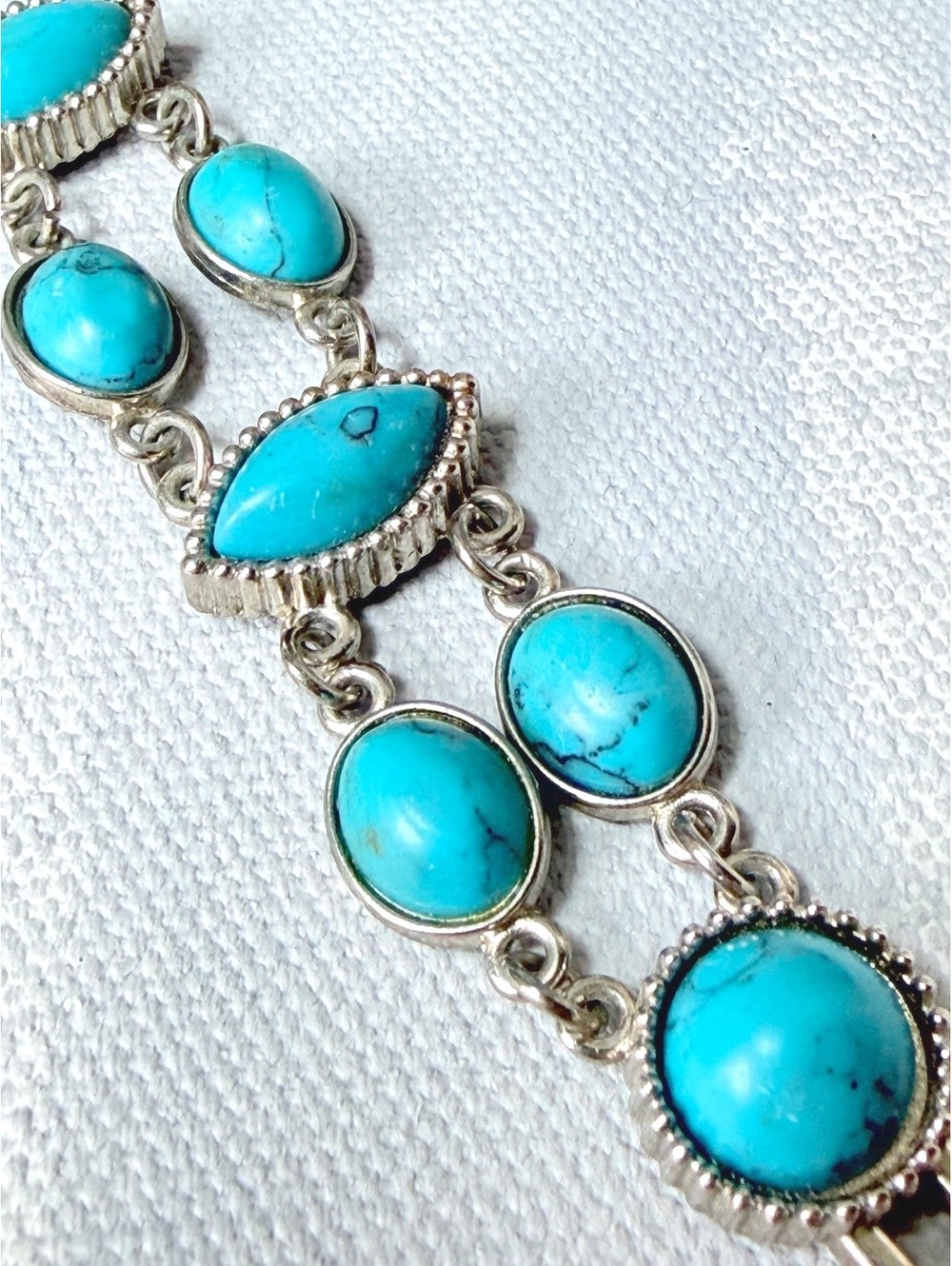 💥SOLD OUT💥Blue Howlite Silver Tone Double Strand Statement Bracelet - Picture 6 of 6